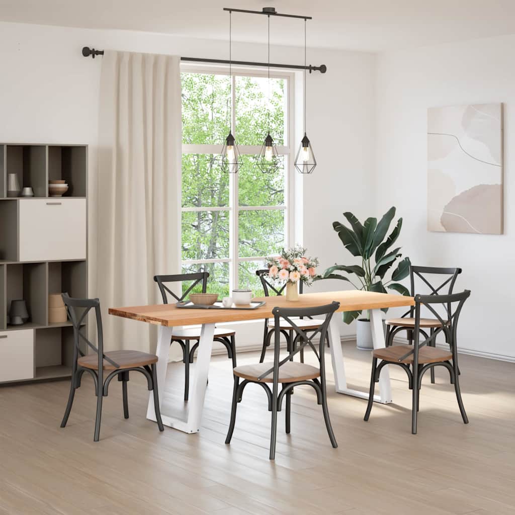 vidaXL Eettafel rechthoekig 220x80x74 cm massief eikenhout lichtbruin afbeelding