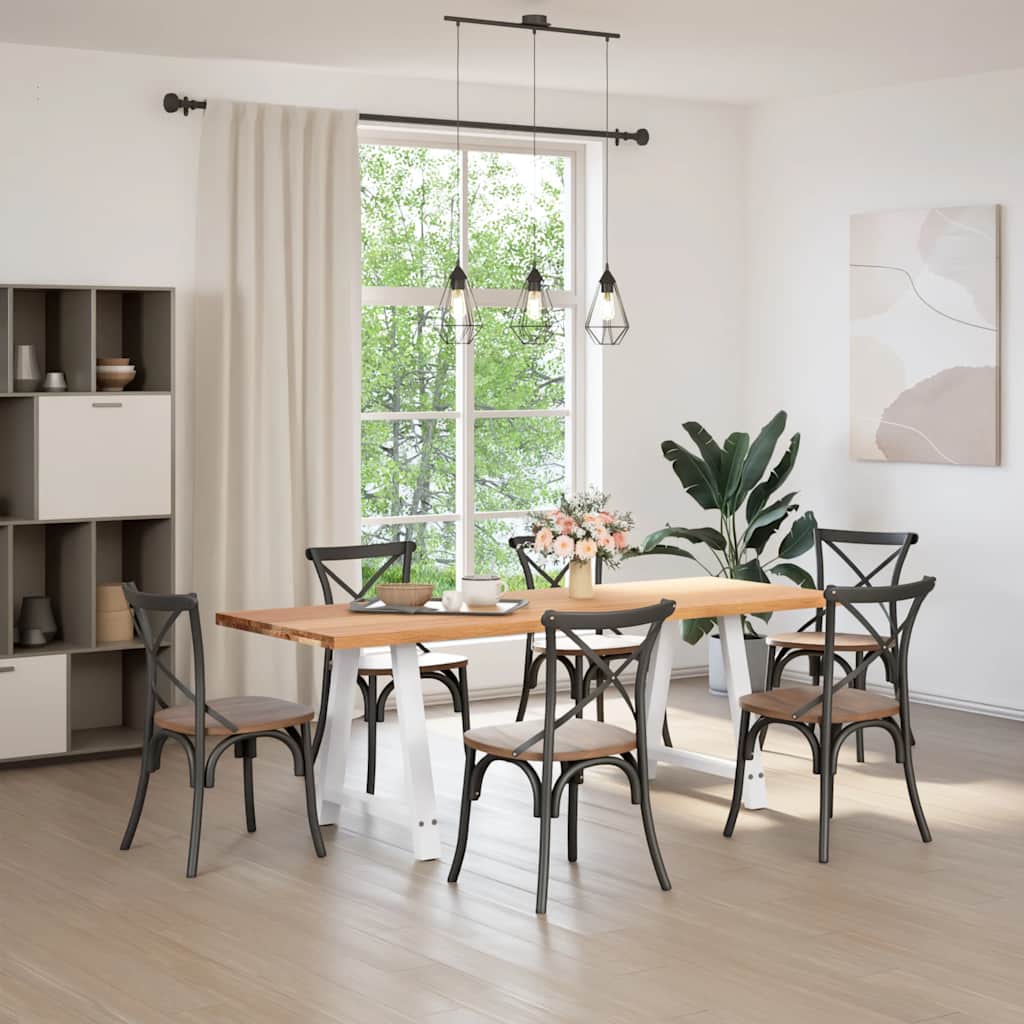 vidaXL Eettafel rechthoekig 220x80x74 cm massief eikenhout lichtbruin afbeelding
