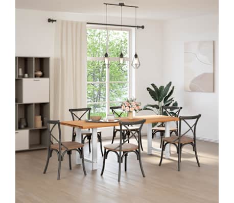 vidaXL Esstisch Hellbraun 220x80x74 cm Massivholz Eiche Rechteckig