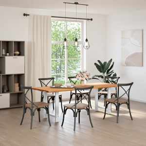 vidaXL Esstisch Hellbraun 220x80x74 cm Massivholz Eiche Rechteckig