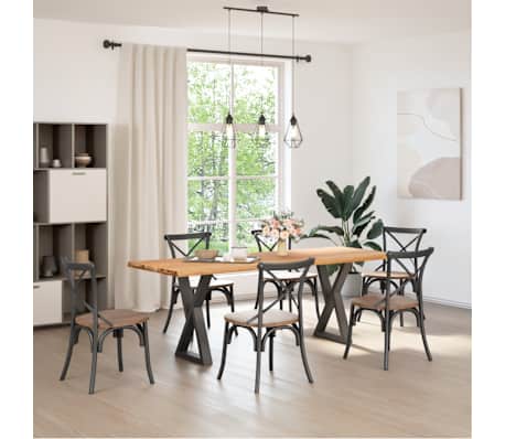 vidaXL Esstisch mit Baumkanten Hellbraun 220x80x74 cm Massivholz Eiche