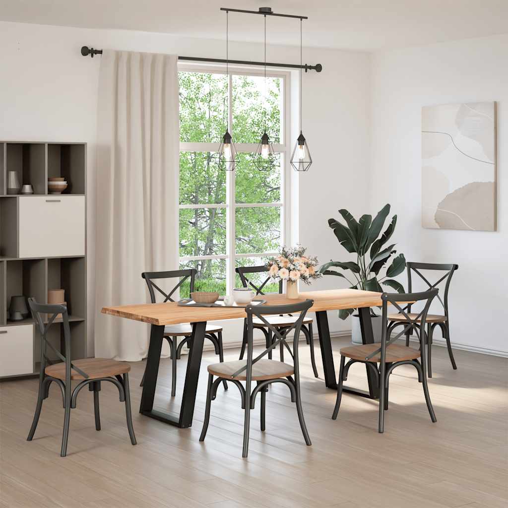 vidaXL Eettafel met natuurlijke rand 220x80x74 cm massief eikenhout afbeelding