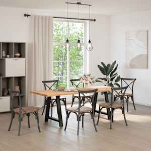 vidaXL Table &agrave; manger avec bord naturel bois massif ch&ecirc;ne rectangulaire