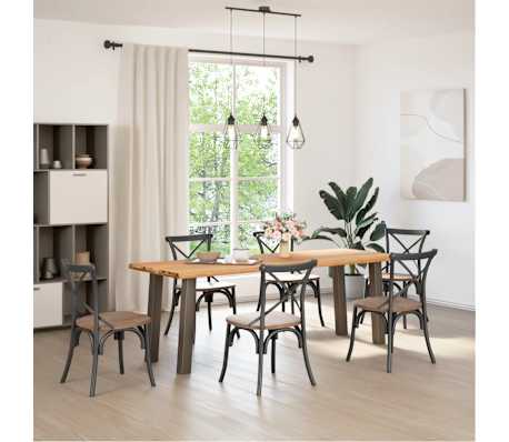 vidaXL Dining Table Light Brown Solid Oak Wood Large Levelers