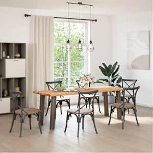 vidaXL Dining Table Light Brown Solid Oak Wood Large Levelers