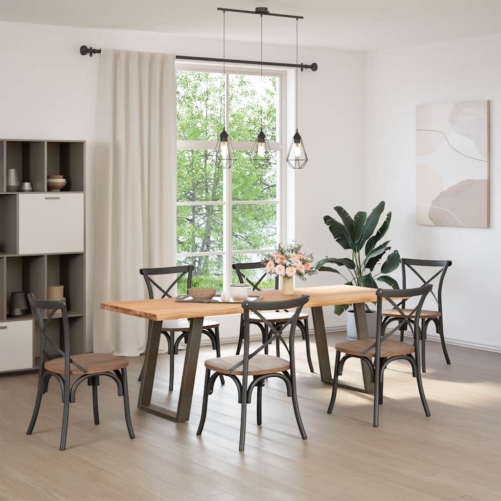 vidaXL Eettafel met natuurlijke rand 220x80x74 cm massief eikenhout afbeelding