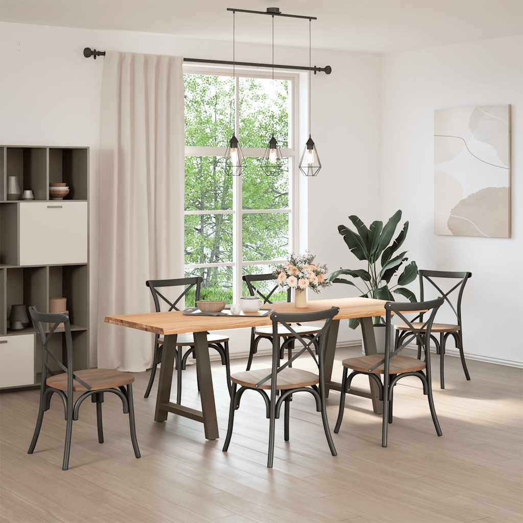 vidaXL Eettafel met natuurlijke rand 220x80x74 cm massief eikenhout afbeelding