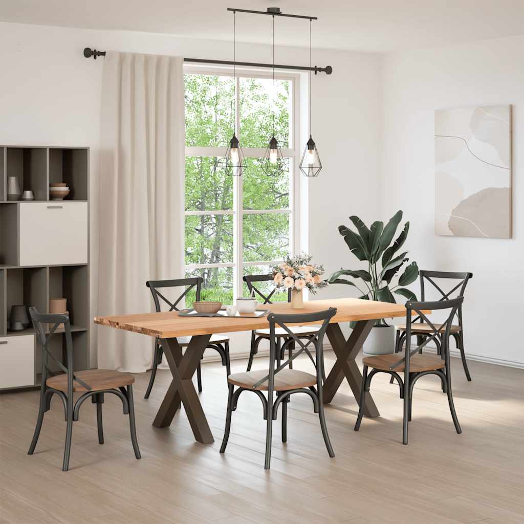 vidaXL Eettafel met natuurlijke rand 220x80x74 cm massief eikenhout afbeelding