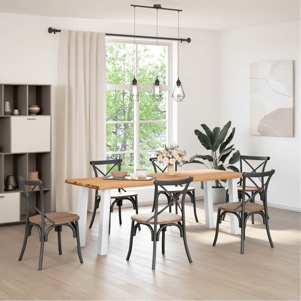 vidaXL Eettafel met natuurlijke rand 220x80x74 cm massief eikenhout