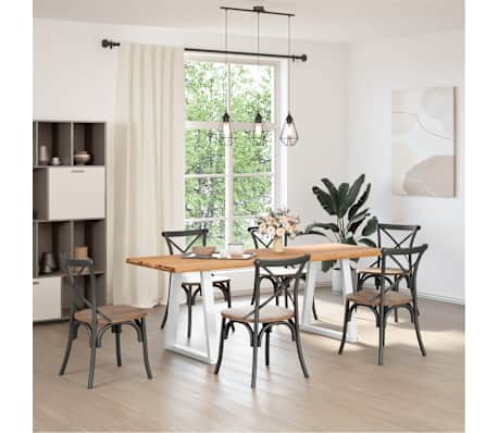 vidaXL Dining Table Light brown, White