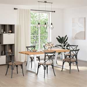 vidaXL Dining Table Light brown, White