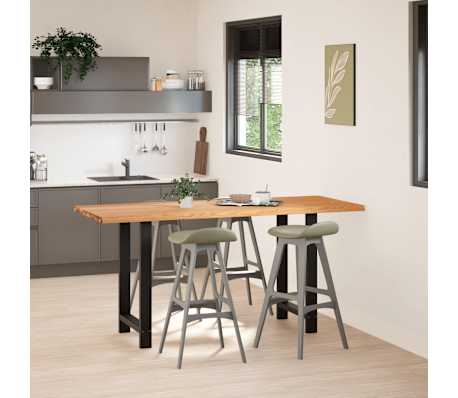 vidaXL Table de bar rectangulaire en bois massif de ch&ecirc;ne marron clair 200 x 80 x 92 cm