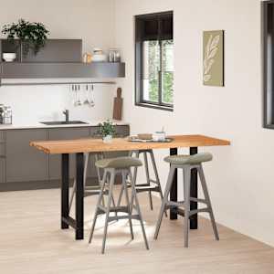 vidaXL Table de bar rectangulaire en bois massif de ch&ecirc;ne marron clair 200 x 80 x 92 cm