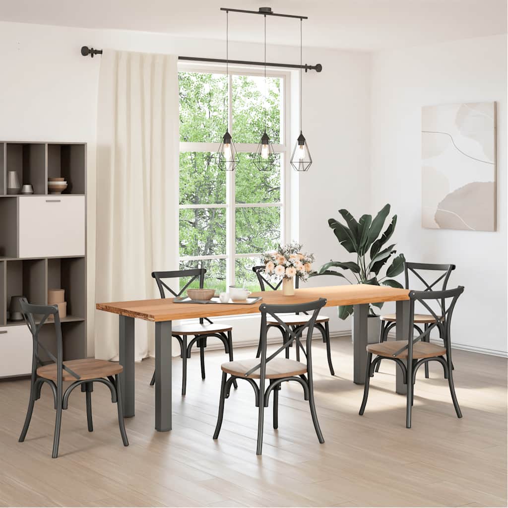 vidaXL Eettafel rechthoekig 240x80x74 cm massief eikenhout lichtbruin afbeelding