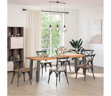 vidaXL Eettafel rechthoekig 240x80x74 cm massief eikenhout lichtbruin