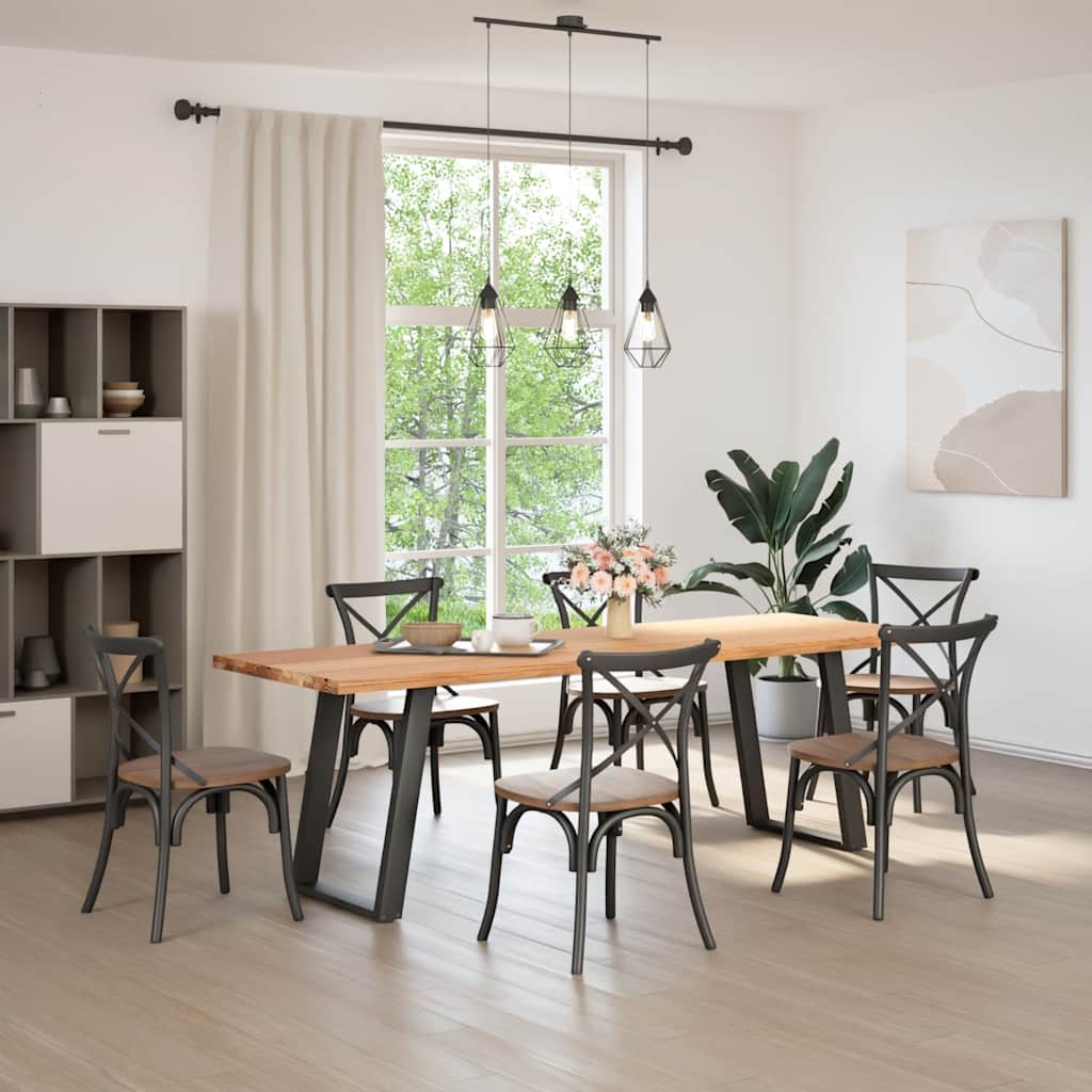 vidaXL Eettafel rechthoekig 240x80x74 cm massief eikenhout lichtbruin afbeelding