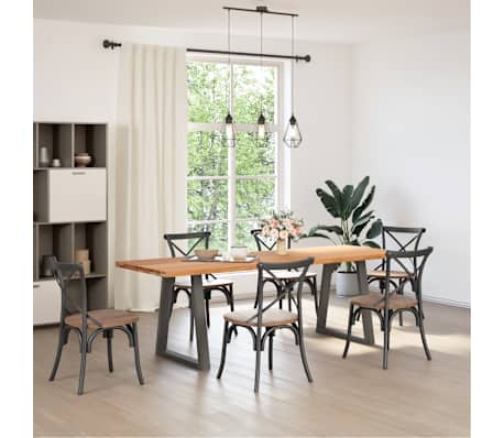 vidaXL Dining Table Light brown, Anthracite