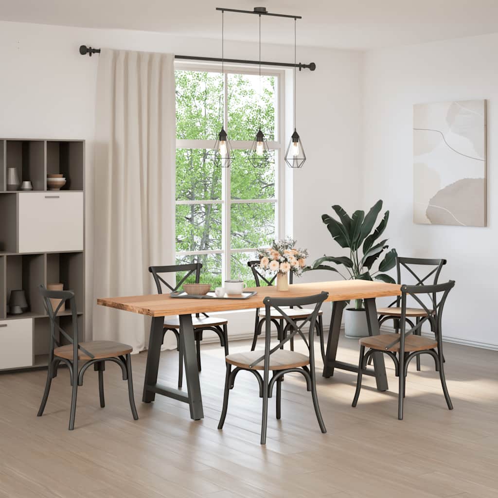 vidaXL Eettafel rechthoekig 240x80x74 cm massief eikenhout lichtbruin afbeelding