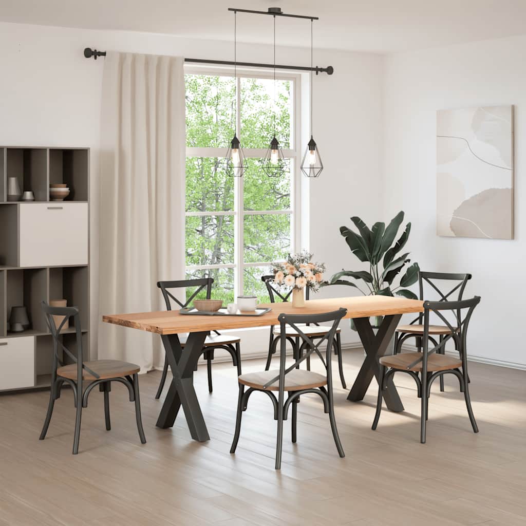 vidaXL Eettafel rechthoekig 240x80x74 cm massief eikenhout lichtbruin afbeelding