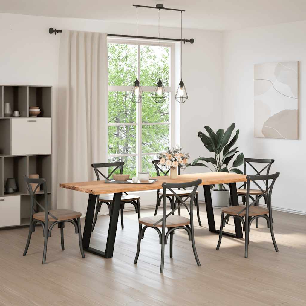 vidaXL Eettafel rechthoekig 240x80x74 cm massief eikenhout lichtbruin afbeelding