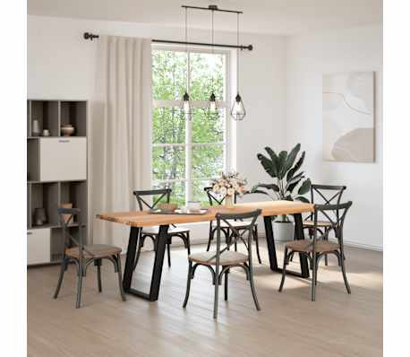 vidaXL Esstisch Hellbraun 240x80x74 cm Massivholz Eiche Rechteckig