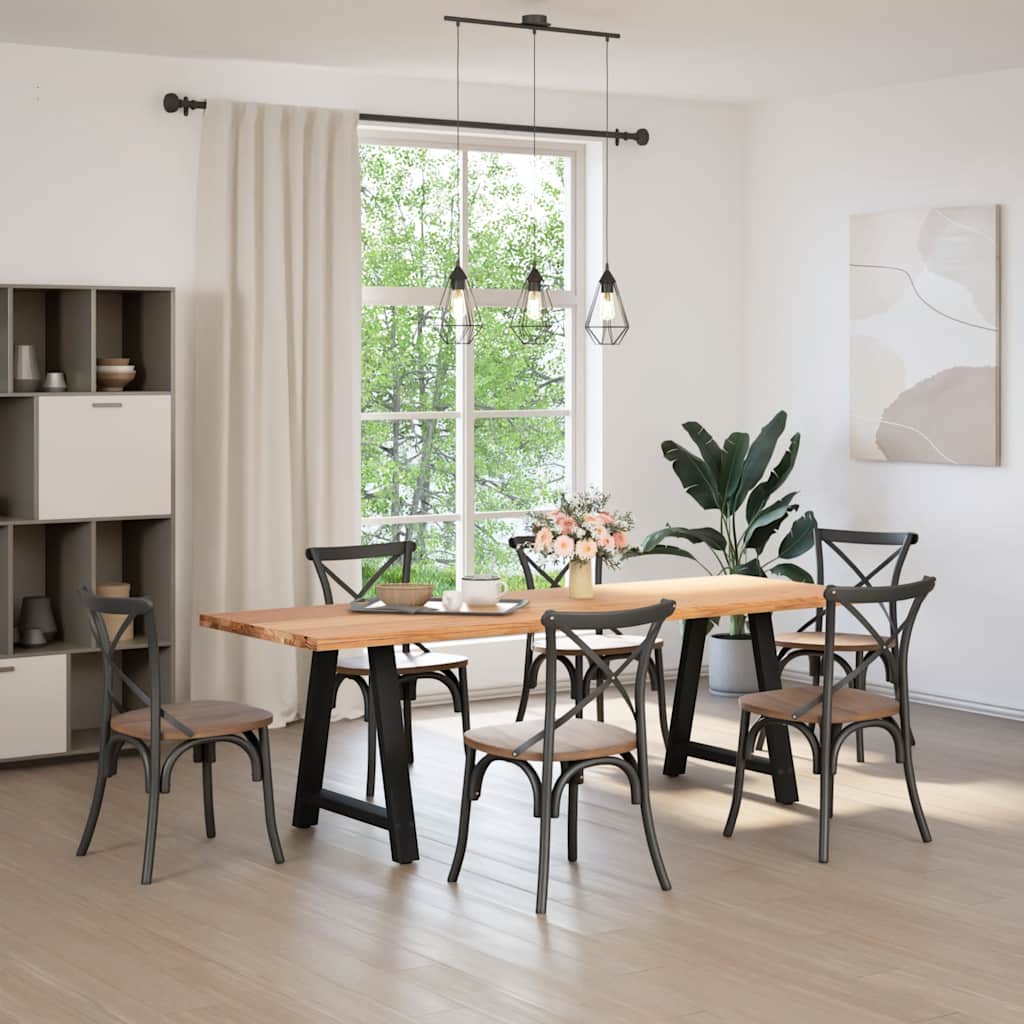 vidaXL Eettafel rechthoekig 240x80x74 cm massief eikenhout lichtbruin afbeelding