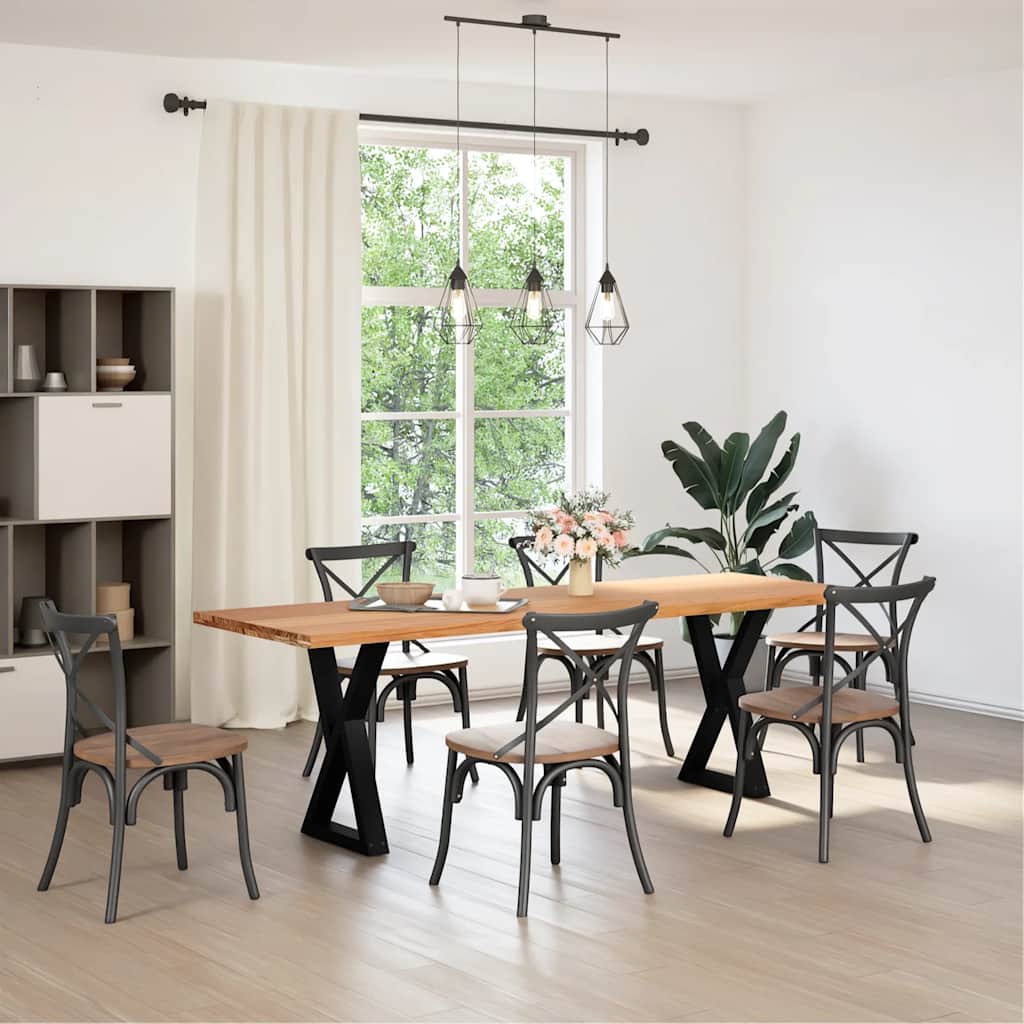 vidaXL Eettafel rechthoekig 240x80x74 cm massief eikenhout lichtbruin afbeelding