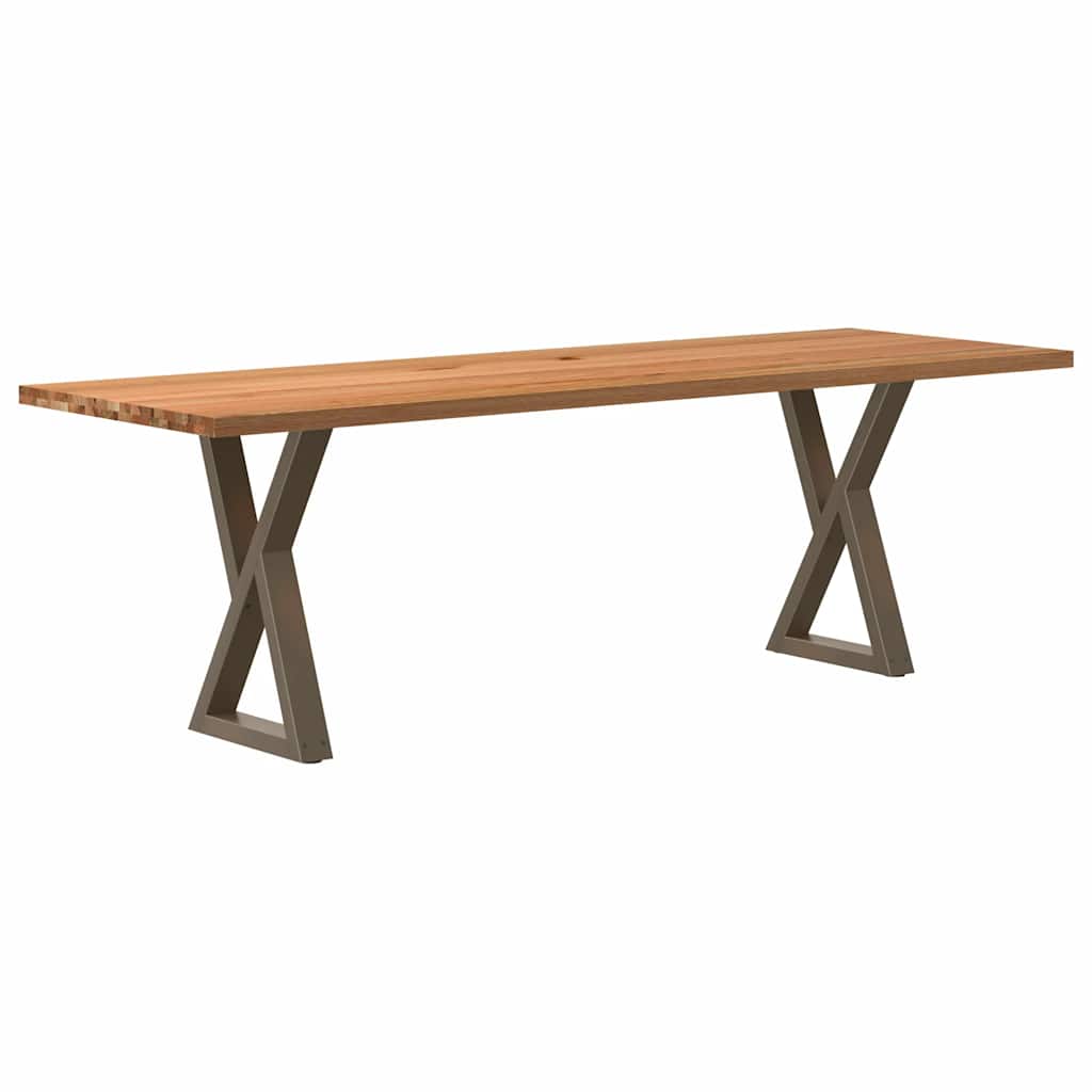 vidaXL Eettafel rechthoekig 240x80x74 cm massief eikenhout lichtbruin