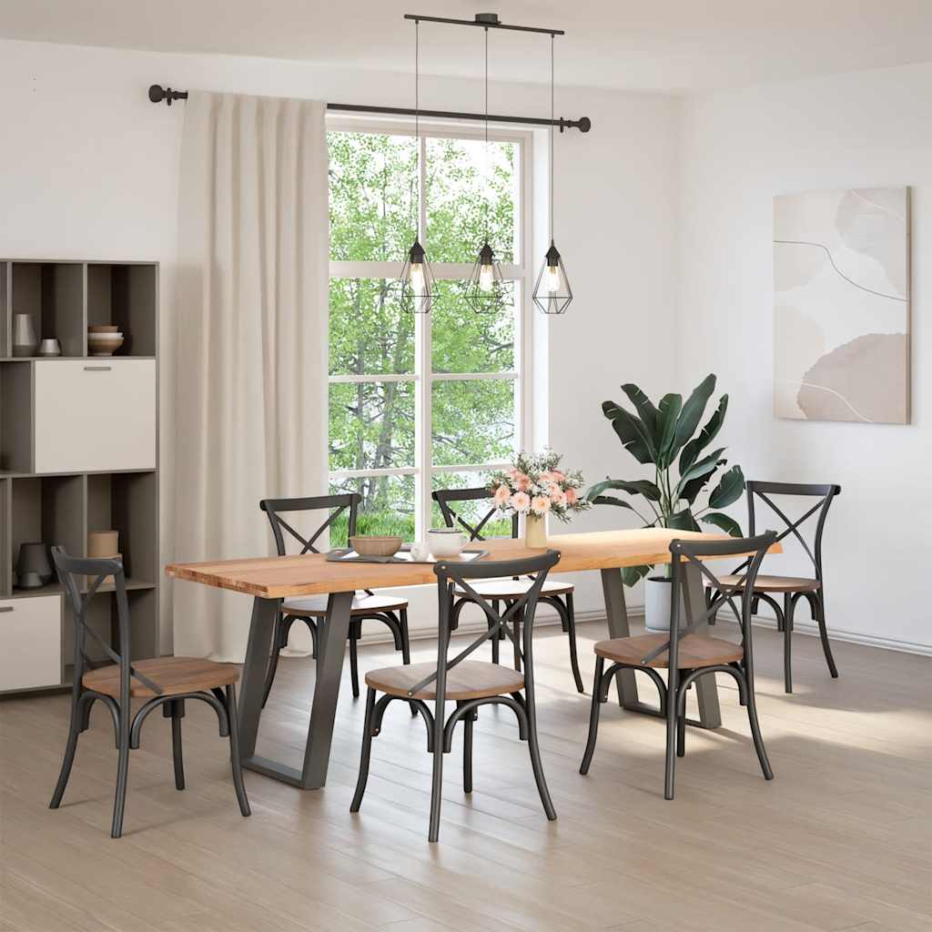 vidaXL Eettafel met natuurlijke rand 240x80x74 cm massief eikenhout afbeelding