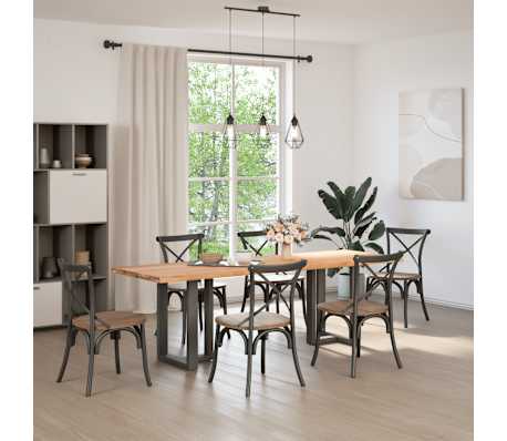 vidaXL Eettafel met natuurlijke rand 240x80x74 cm massief eikenhout