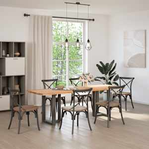 vidaXL Eettafel met natuurlijke rand 240x80x74 cm massief eikenhout