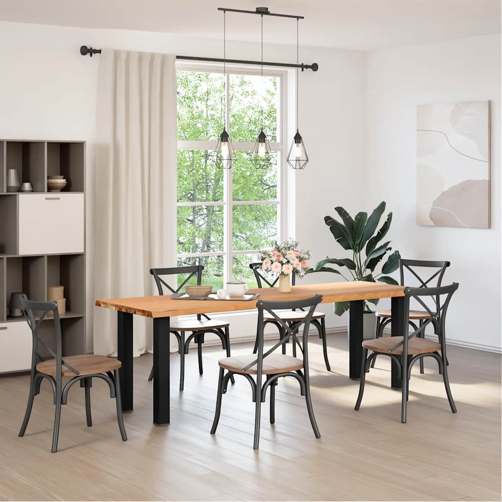 vidaXL Eettafel met natuurlijke rand 240x80x74 cm massief eikenhout afbeelding