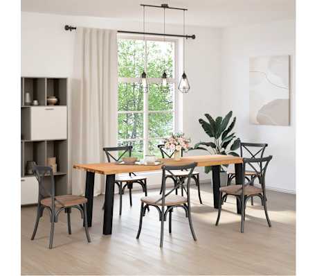 vidaXL Eettafel met natuurlijke rand 240x80x74 cm massief eikenhout