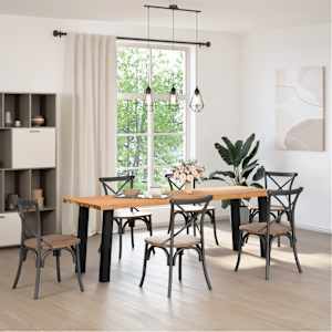 vidaXL Eettafel met natuurlijke rand 240x80x74 cm massief eikenhout