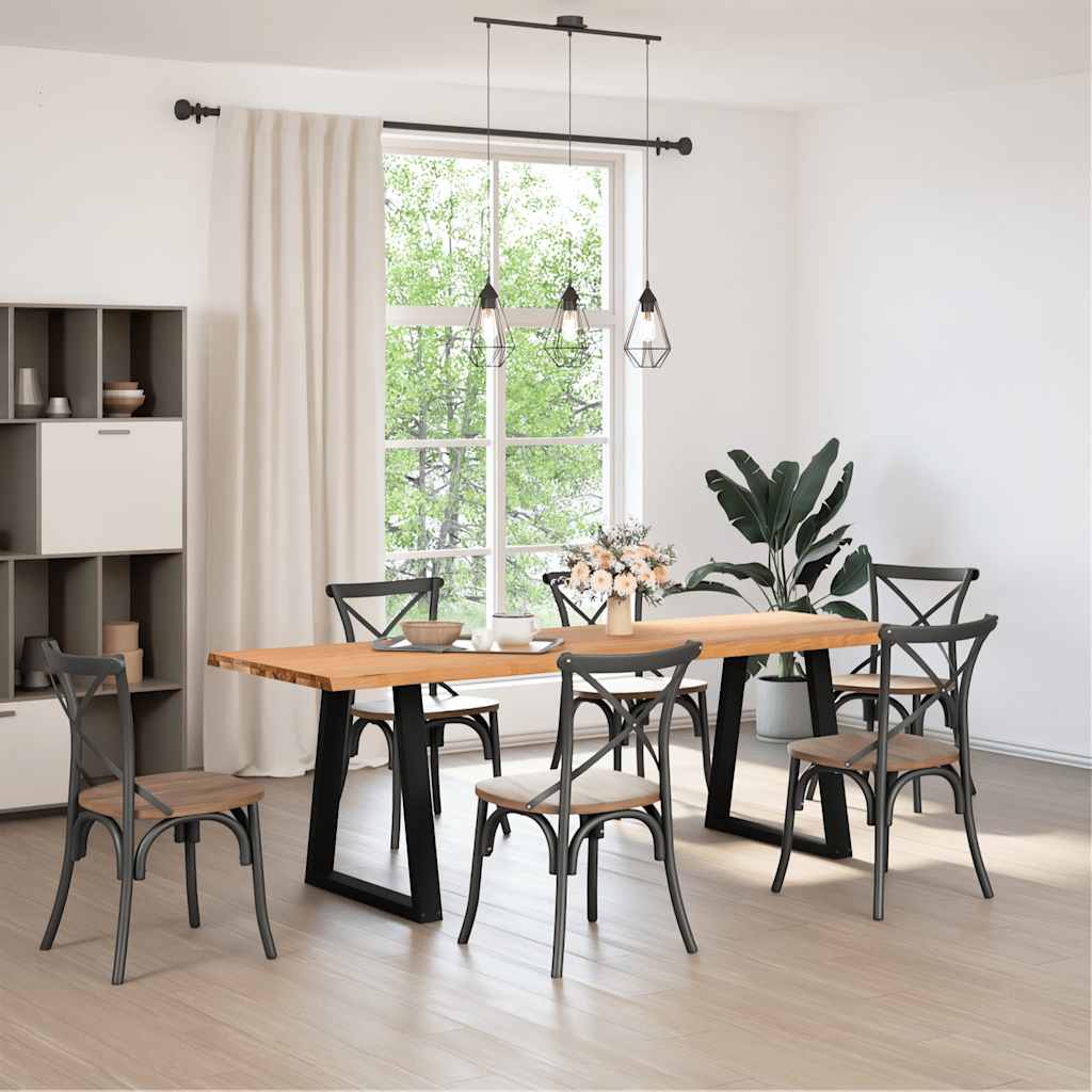 vidaXL Eettafel met natuurlijke rand 240x80x74 cm massief eikenhout afbeelding