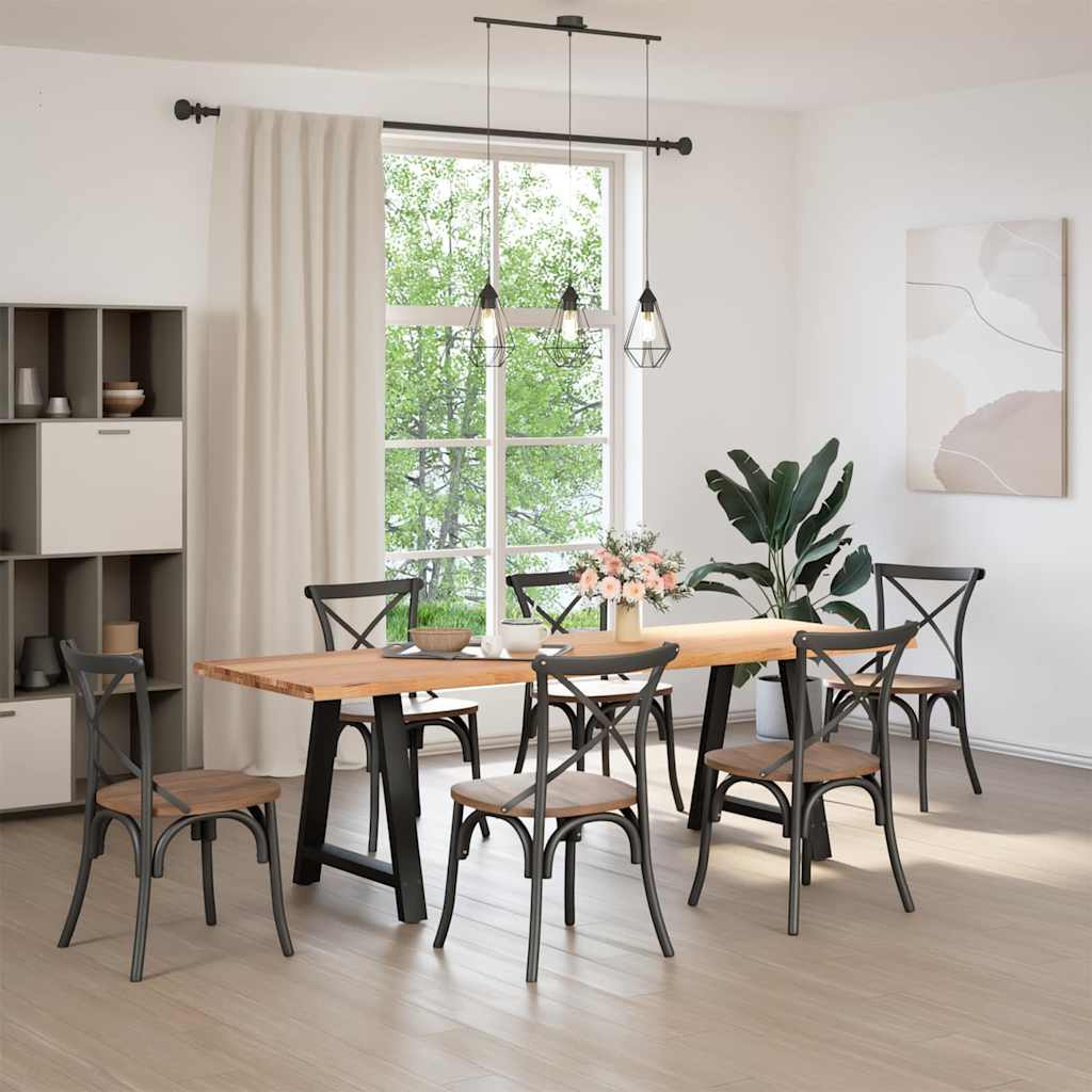 vidaXL Eettafel met natuurlijke rand 240x80x74 cm massief eikenhout afbeelding