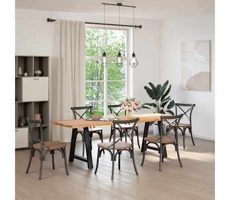 vidaXL Esstisch mit Baumkanten 240x80x74cm Massivholz Eiche Rechteckig