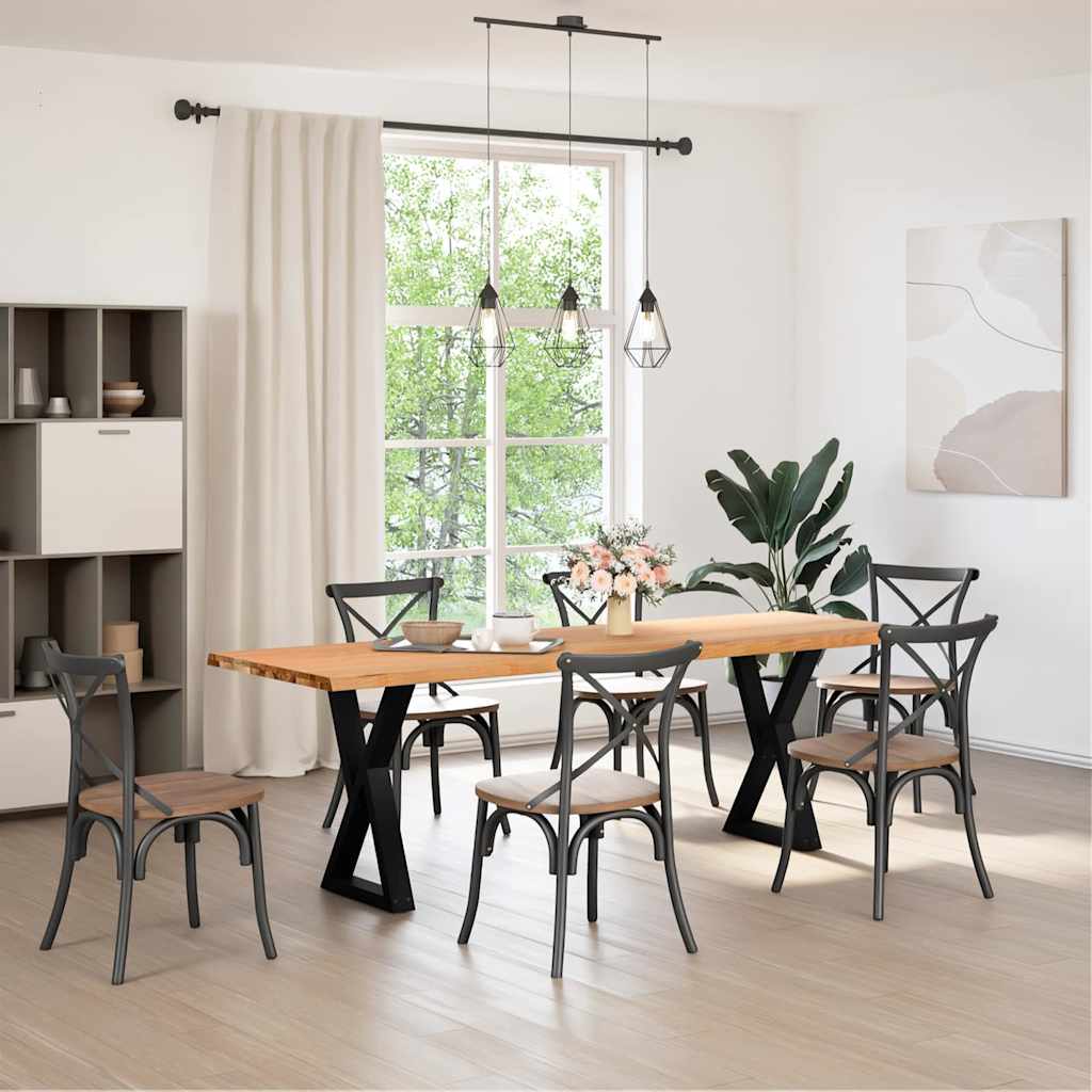 vidaXL Eettafel met natuurlijke rand 240x80x74 cm eikenhout lichtbruin afbeelding