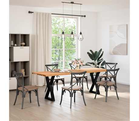 vidaXL Esstisch mit Baumkanten Hellbraun 240x80x74 cm Massivholz Eiche