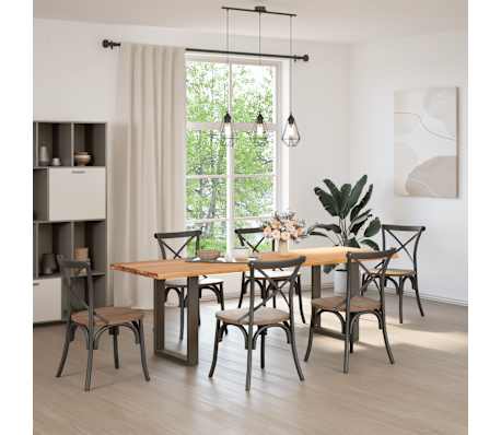 vidaXL Eettafel met natuurlijke rand 240x80x74 cm massief eikenhout