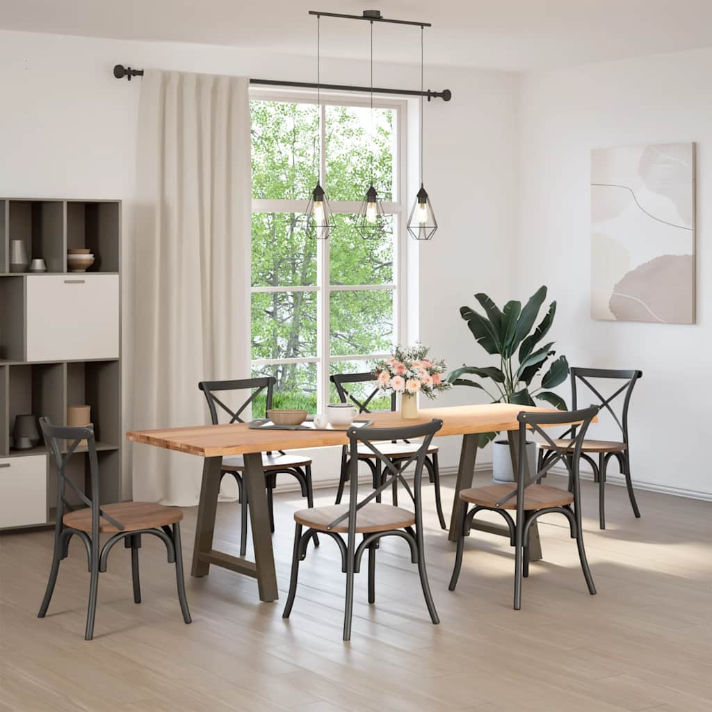 vidaXL Eettafel met natuurlijke rand 240x80x74 cm massief eikenhout afbeelding