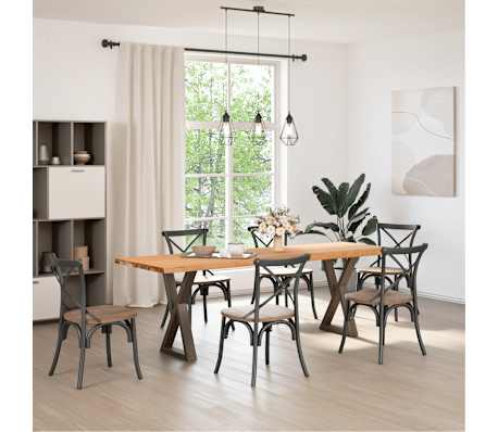 vidaXL Esstisch mit Baumkanten Hellbraun 240x80x74 cm Massivholz Eiche