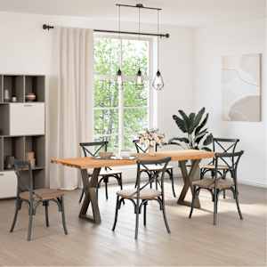 vidaXL Esstisch mit Baumkanten Hellbraun 240x80x74 cm Massivholz Eiche