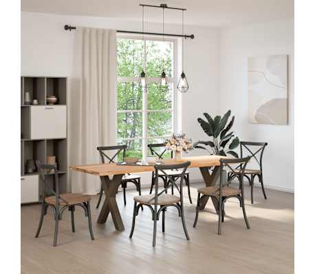 vidaXL Eettafel met natuurlijke rand 240x80x74 cm massief eikenhout