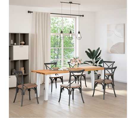 vidaXL Esstisch mit Baumkanten 240x80x74cm Massivholz Eiche Rechteckig