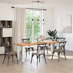 vidaXL Esstisch mit Baumkanten 240x80x74cm Massivholz Eiche Rechteckig