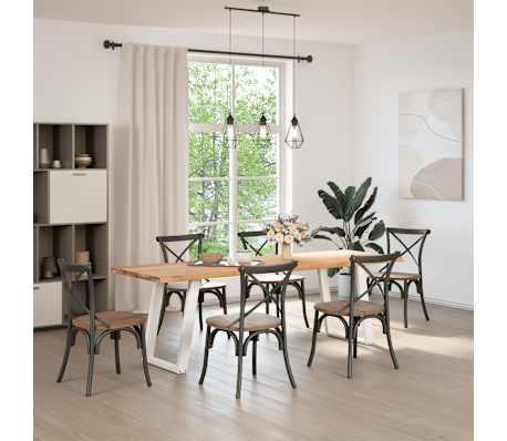 vidaXL Esstisch mit Baumkanten 240x80x74cm Massivholz Eiche Rechteckig