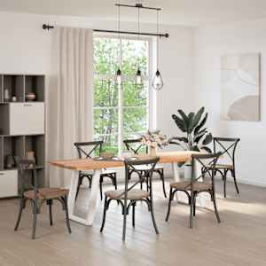 vidaXL Esstisch mit Baumkanten 240x80x74cm Massivholz Eiche Rechteckig