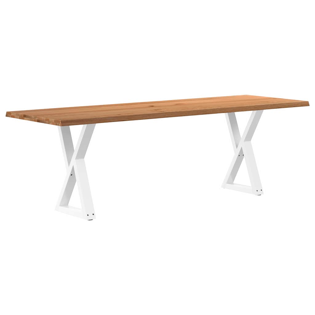 vidaXL Eettafel met natuurlijke rand 240x80x74 cm eikenhout lichtbruin