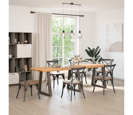 vidaXL Table &agrave; manger avec bord naturel 280x80x74 cm bois massif ch&ecirc;ne